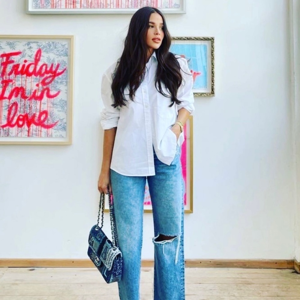 Button Down Shirt White Long Sleeve Chingona Mujer Mexicana Hand Painted Small - Picture 10 of 13